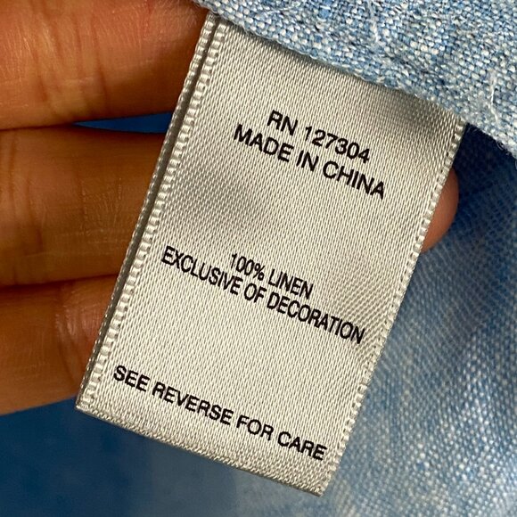 John Mark Blue Relaxed Button Down Shirt with Mandarin Collar - Picture 5 of 10